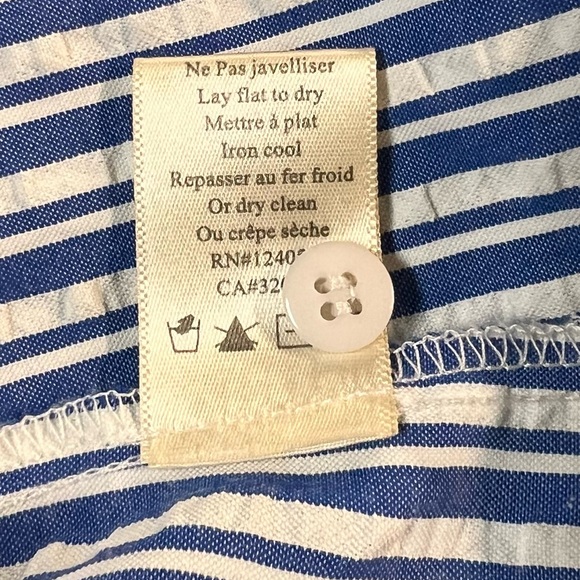 Porridge Tie-Front Shirt Dress Size Small Maxi Blue Stripped Button Front Pocket - Picture 15 of 17